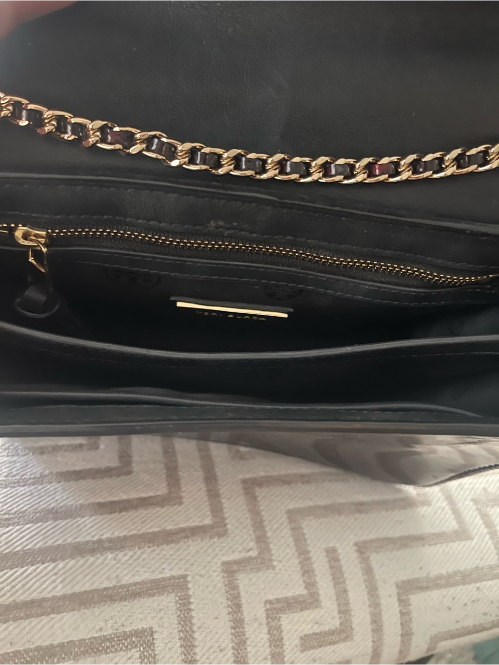 Tory Burch Tortoiseshell Patent Crossbody with Gold Chain - Picture 3 of 6